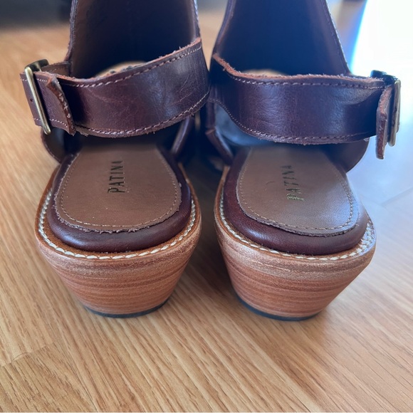 Patina by Portland sling back mule leather sandals mocha brown Sz 9.5 - Picture 8 of 10